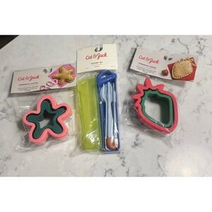 Cat & Jack Kids Sandwich Cutters‎ & Cutlery Set, Strawberry, Star, Lunch Fun NEW